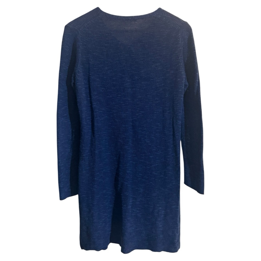 Eileen Fisher Linen Cotton Blue V-Neck Long Sleeve Tunic Dress Womens Size Small - Picture 2 of 10